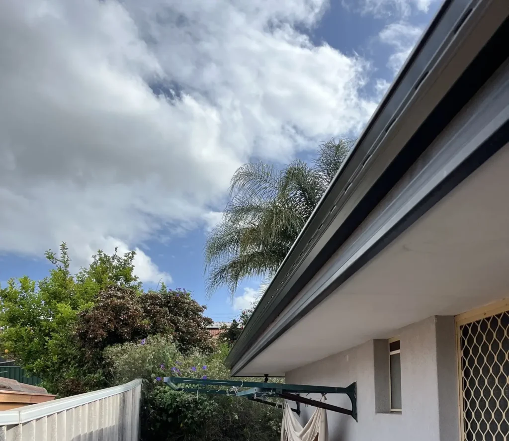 Newly installed gutter system on a Perth home with clean roofline and proper drainage