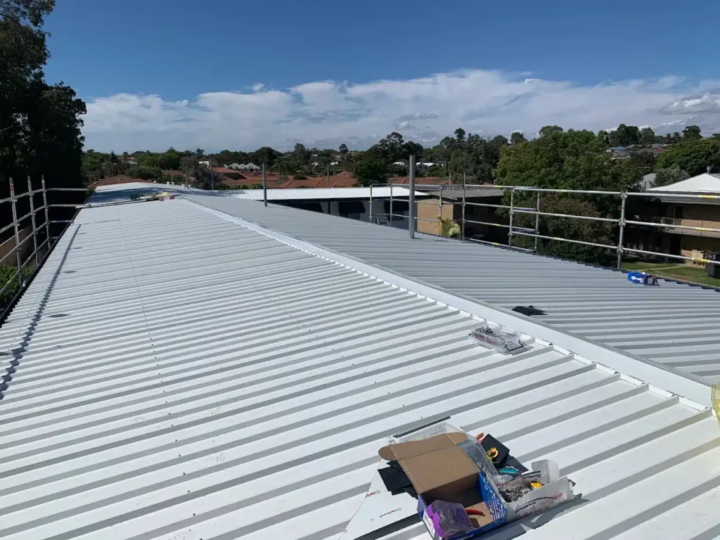 Roofing Perth large-scale metal roof installation on residential property